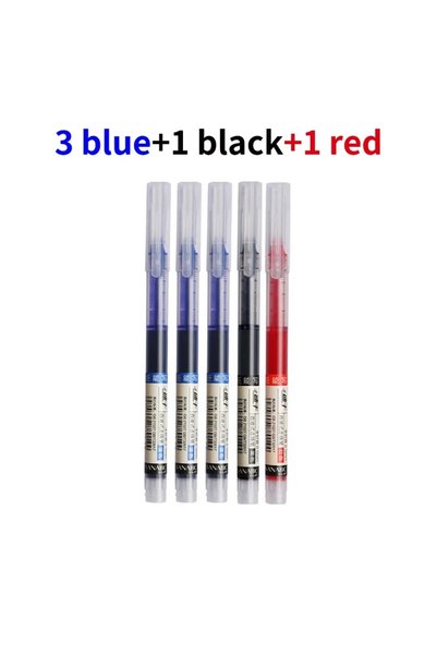 Choice 1 black 3blue 1red 3-5Pcs Straight Liquid Gel Pen Quick-drying, Large-...