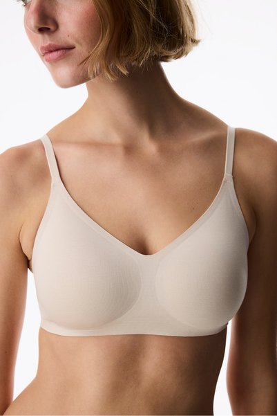 Penti Sutien din bumbac ceramic bej, care nu lasă urme, cu pernuțe detașabile, 24 de ore