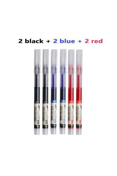 Choice 2 black 2blue 2red 3-5Pcs Straight Liquid Gel Pen Quick-drying, Large-...