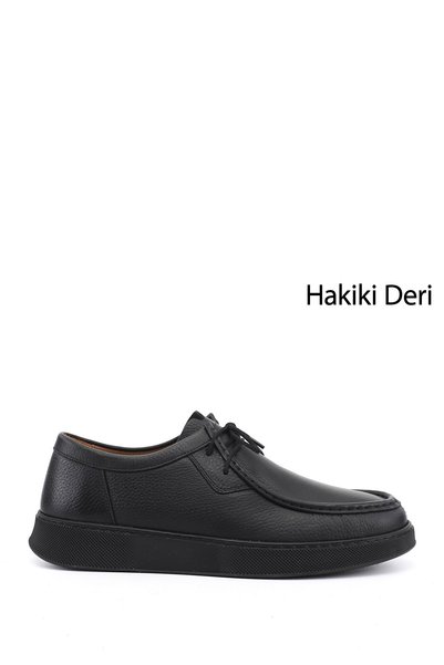 GÖNDERİ(R) Men's Black Floter Lace-Up Genuine Leather Shoes