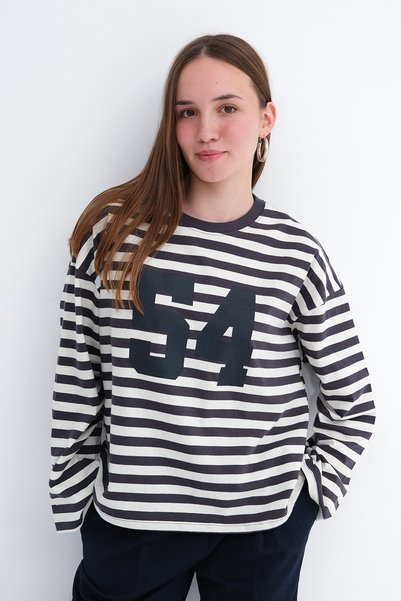 Addax Striped Long Sleeve T-Shirt B10758