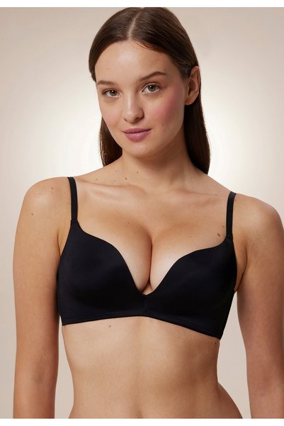 Penti Sutien #Hiççamaşırı, push-up, fără sârmă, decoltat, negru