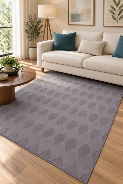 ALA RUGS ANTRASİT Yumuşak Kaymaz Özel Taban Peluş Salon ve Yolluk Halısı