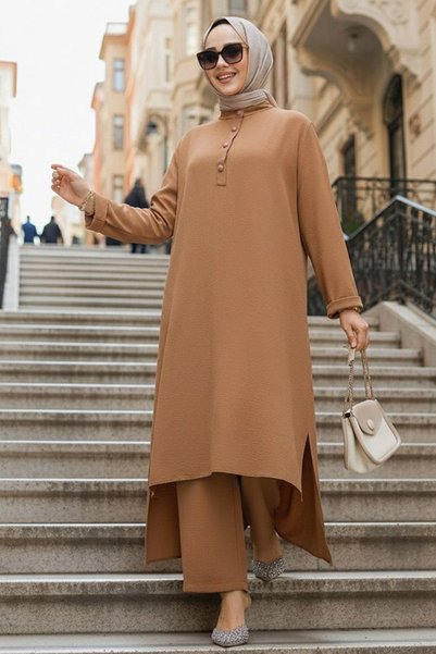 Neva Style Long Back Camel Hijab Double Suit 10102C