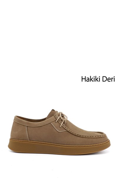 GÖNDERİ(R) Men's Sand Nubuck Lace-Up Genuine Leather Shoes