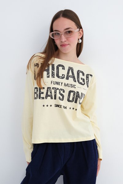 Addax Baskılı Uzun Kollu T-shirt B9080