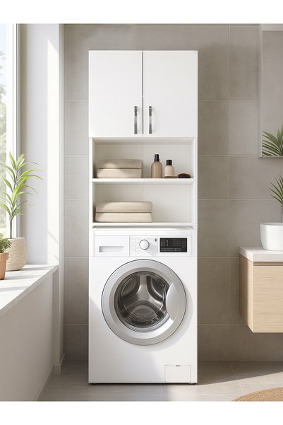 dorpek Çok amaçlı Banyo Dolabı Çamaşır Makinesi Dolabı Beyaz | Banos