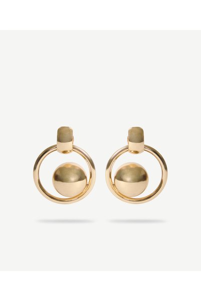 Yargıcı Ball Detailed Hoop Earrings