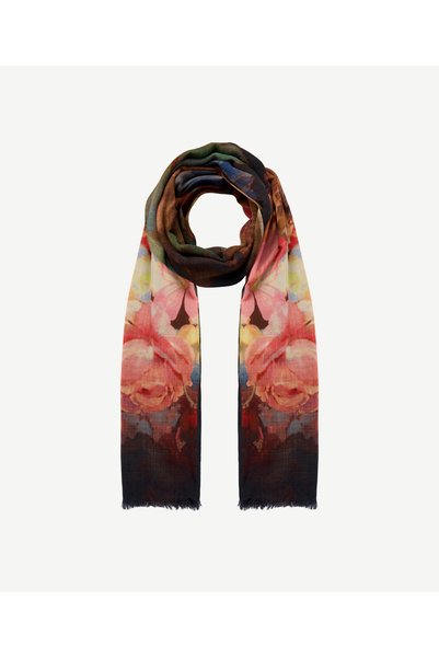Yargıcı Large Floral Patterned Wool Shawl
