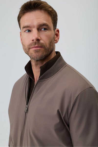Morven Men's Mink Polyamide Zippered Bomber Coat