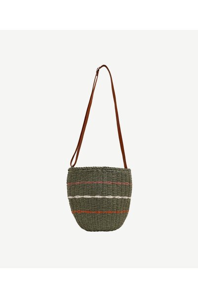 Yargıcı Geantă crossbody din paie cu dungi