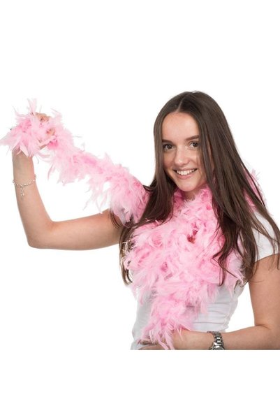 partidolu Pembe Renk 6 cm Kalın Otriş Boa Tüy 2 Metre hawai Retro
