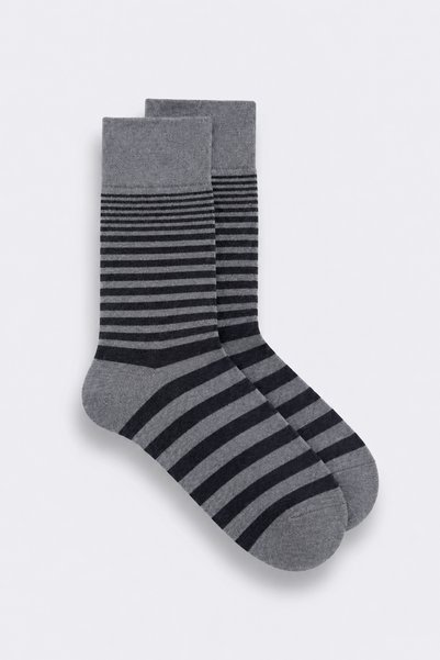 Morven Men's Gray Bamboo Striped Pattern Socks
