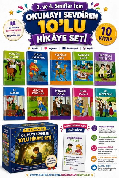 Ata Yayıncılık Set of 10 Story Books That Make Reading Fun for Grades 3 and 4