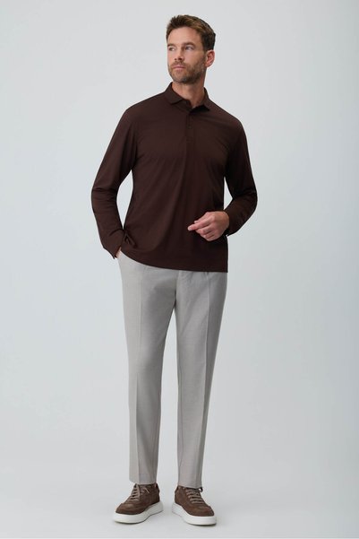Morven Men's Brown Polo Collar Rayon Sweatshirt