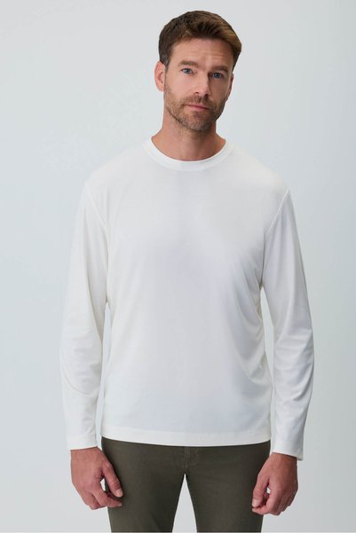 Morven Men's Ecru Crew Neck Rayon Sweatshirt