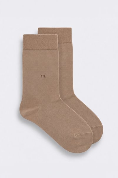 Morven Men's Beige Bamboo Plain Pattern Socks