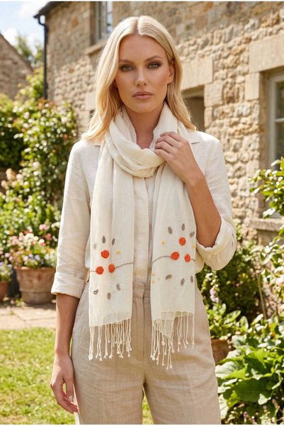 Dosimira Women's Rose Rococo Handmade Cotton Scarf