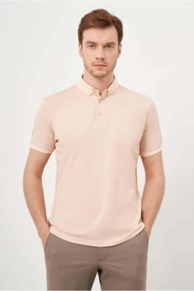 Morven تي شيرت رجالي من Salmon Trend مرسيريزد بياقة مسطحة وأزرار ديناميكية