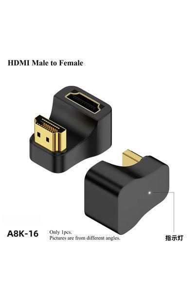 Choice 1PCS 8K HDMI Adapter A8K-16 360 Degree Angled U-shaped L Converter Min...