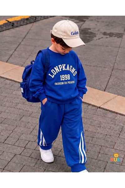 Ruki Çocuk Erkek Çocuk Sportif Yazılı Sweatshirt ve Cepli Paçası Lastikli Pan...