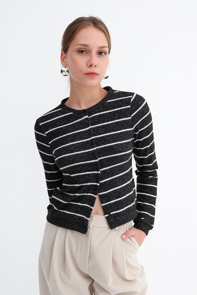 Addax Cardigan tricotat cu dungi H13417