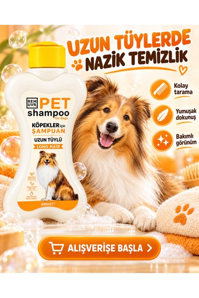 REMUVR Uzun Tüylü Köpek Şampuanı 400 ml | Hassas Ciltler İçin | Kolay Tarama, Yumuşak ve Parlak Tüy Bakımı