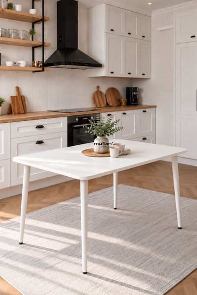 Mufian Concept DAMLA 70x110 Cm İskandinav - Bohem Oval Köşe Beyaz Ayak Mutfak...