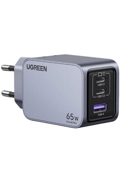 Ugreen Incarcator retea Nexode Pro 65W, GaN, 2x USB-C, 1x USB-A, cu cablu USB...