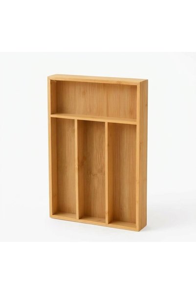 Go İthalat Bambu 4 Bölmeli Çekmece İçi Düzenleyici Organizer Kaşıklık 24x33 cm.