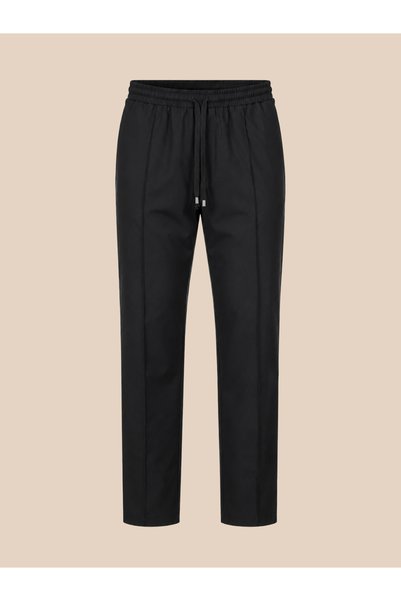 ChefDikişi Signature Uniform Black Men's Chef Pants - Lace-Up Elastic Waist K...