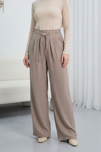 HİJABAYA Pantaloni Tencel Hijab cu șireturi în talie, cu nasturi dubli, talie...