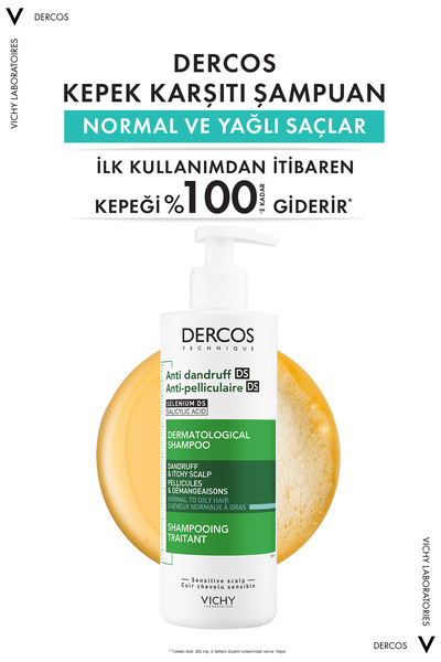 Vichy Dercos Anti Dandruff Normal ve Yağlı Saçlar İçin Kepeklenmeye Karşı Etkili Bakım Şampuanı 390 ml