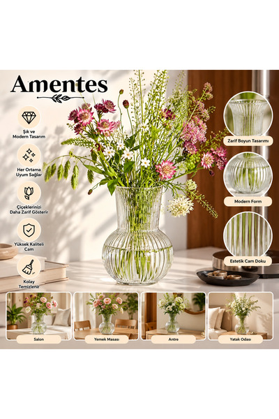 Amentes Decorative Vase Small Size Carafe Translucent Glass