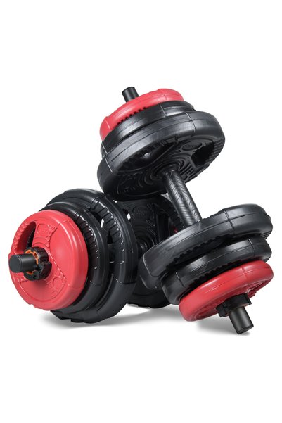 ECG Ecgspor 21 KG (2x10,5kg) Multifonksiyonel Grip Plate Dambıl Seti Kırmızı -siyah