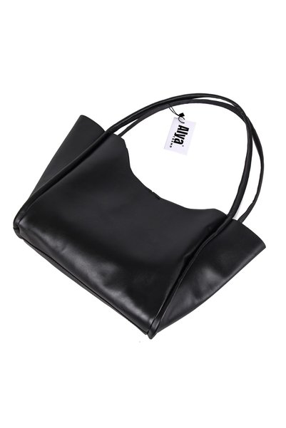 Alya trend Black Faux Leather Hand and Shoulder Bag with Snap Closure