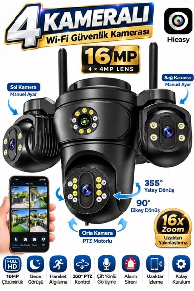 SONREİR MPI S-hiro 4 Kameralı WiFi Güvenlik Kamerası 4K Türkçe Hareketli Sesl...