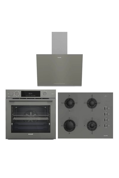 Arçelik Yeni Model Gri Buhar Destekli Cam Ankastre Set