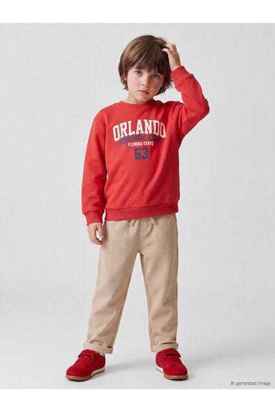 LC Waikiki Özmarka New Season Beige Boys' Sweatpants with Elastic Waist