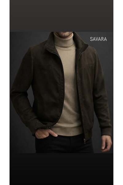 SAVARA Tricot Sleeve Dark Brown Thick (with Inner Lining) Steel Knitted Style...