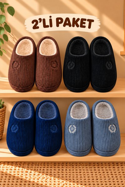 star shoes Vorteilhaftes 2er-Pack Herren-Hausschuhe aus Samt, Mitgift-Haussch...