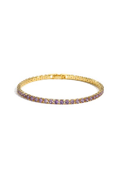 Choice gold purple cz Colorful Crystal Tennis Bracelet for Women Waterproof M...