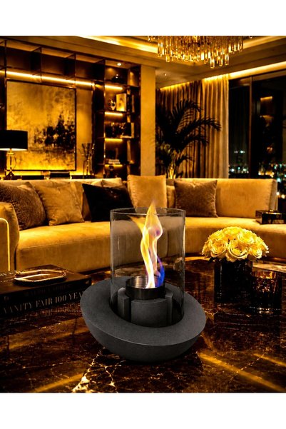 BeeCandleHome Vera Koyu Füme Bacasız Bioethanol Masaüstü Şömine I 500ml YAKIT...