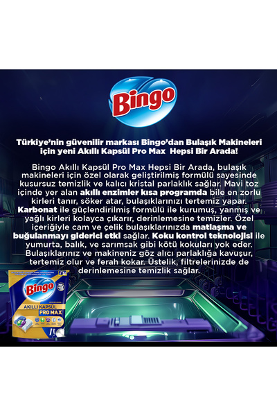Bingo Akıllı Kapsül Pro Max Bulaşık Makinesi Deterjanı Tableti 240 Adet