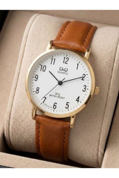 Q&Q Numeral Leather Strap Women's Retro Wristwatch