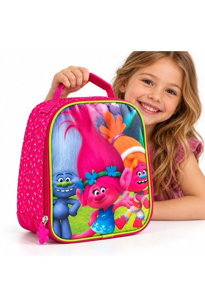 ANGMAD Lunch Bag copii Trolls ANGMAD, termoizolata, roz, 24x20x12 cm
