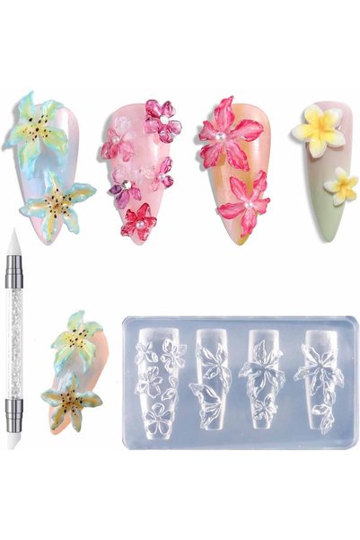 Choice 2 1Pcs 3D Bowknot Silicone Nail Molds+1Carving Pen Y2K Ballet Style Ri...