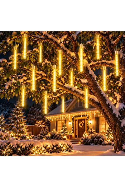 SERSIMO (DL) Instalație de Crăciun, 8 tuburi, 30 cm, 144 LED-uri, ploaie de m...