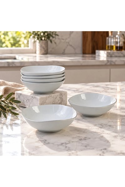 Güral Porselen Roden 6 Piece 15 cm Soup Bowl Silver Gilding