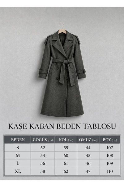 HÇ Hülya Çelik KİDSWEAR 2018 Kadın Uzun Kaşe Kaban Antrasit Yün Karışımlı Uzun Palto